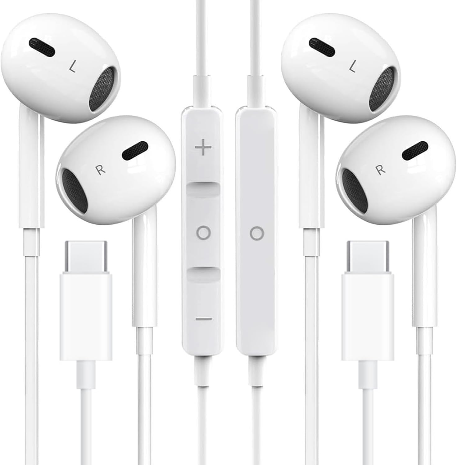 2 Pack USB C Headphones for iPhone 17 16 15, Type C Wired Earbuds with Microphone & Remote Control, HiFi Stereo Noise Ca product photo - 2 Pack USB review
