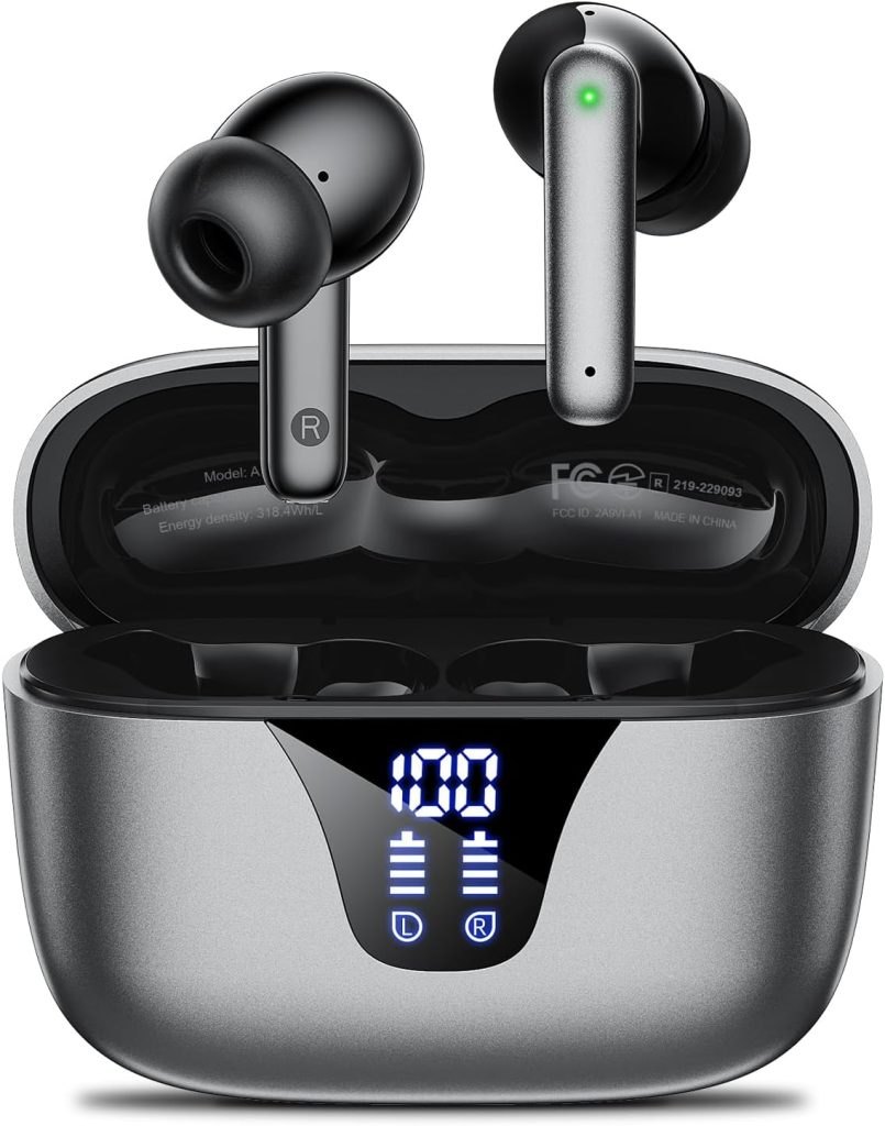 Wireless Earbuds Bluetooth Headphones, 50H Playtime Ear Buds with Mic, LED Digital Display Charging Case, IPX7 Waterproo product photo - Wireless Earbuds Bluetooth review