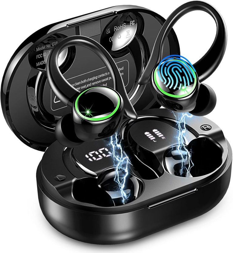 Wireless Earbuds, 2026 Bluetooth 5.4 Headphones Sports, 50 Playback Over-Ear buds with ENC Noise Cancelling Mics, Deep B product photo - Wireless Earbuds review