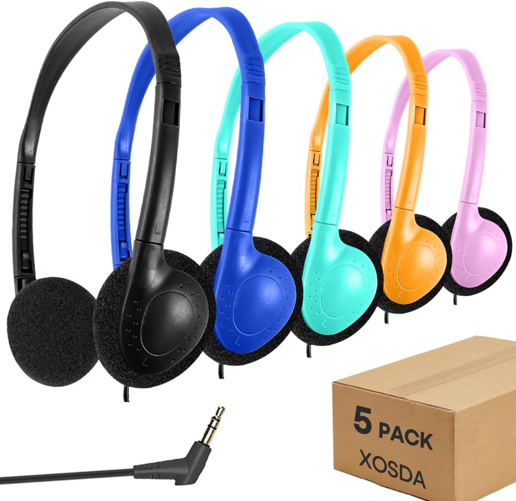 5 Pack Classroom Bulk Headphones for School Kids, Wholesale Class Set Wired Earphones for Students Children Toddler Teen product photo - 5 Pack Classroom review