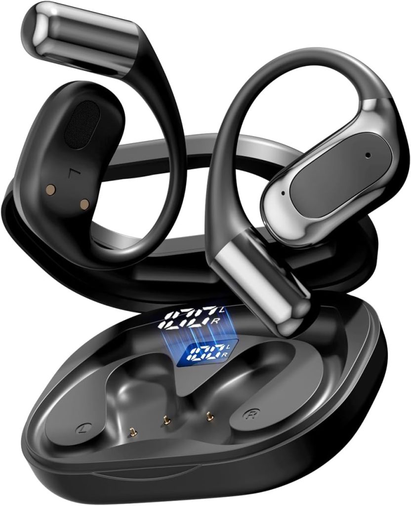 Open Ear Headphones Bluetooth Wireless Over Ear Earbuds with Ergonomic Earhook Ear Buds, Led Power Display,48h Playtime， product photo - Open Ear Headphones review
